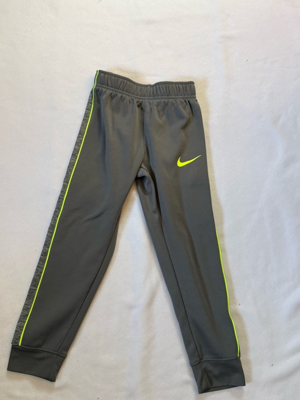 Nike Kids' Gray Performance Track Pants with Neon Accent size medium 5-6 years